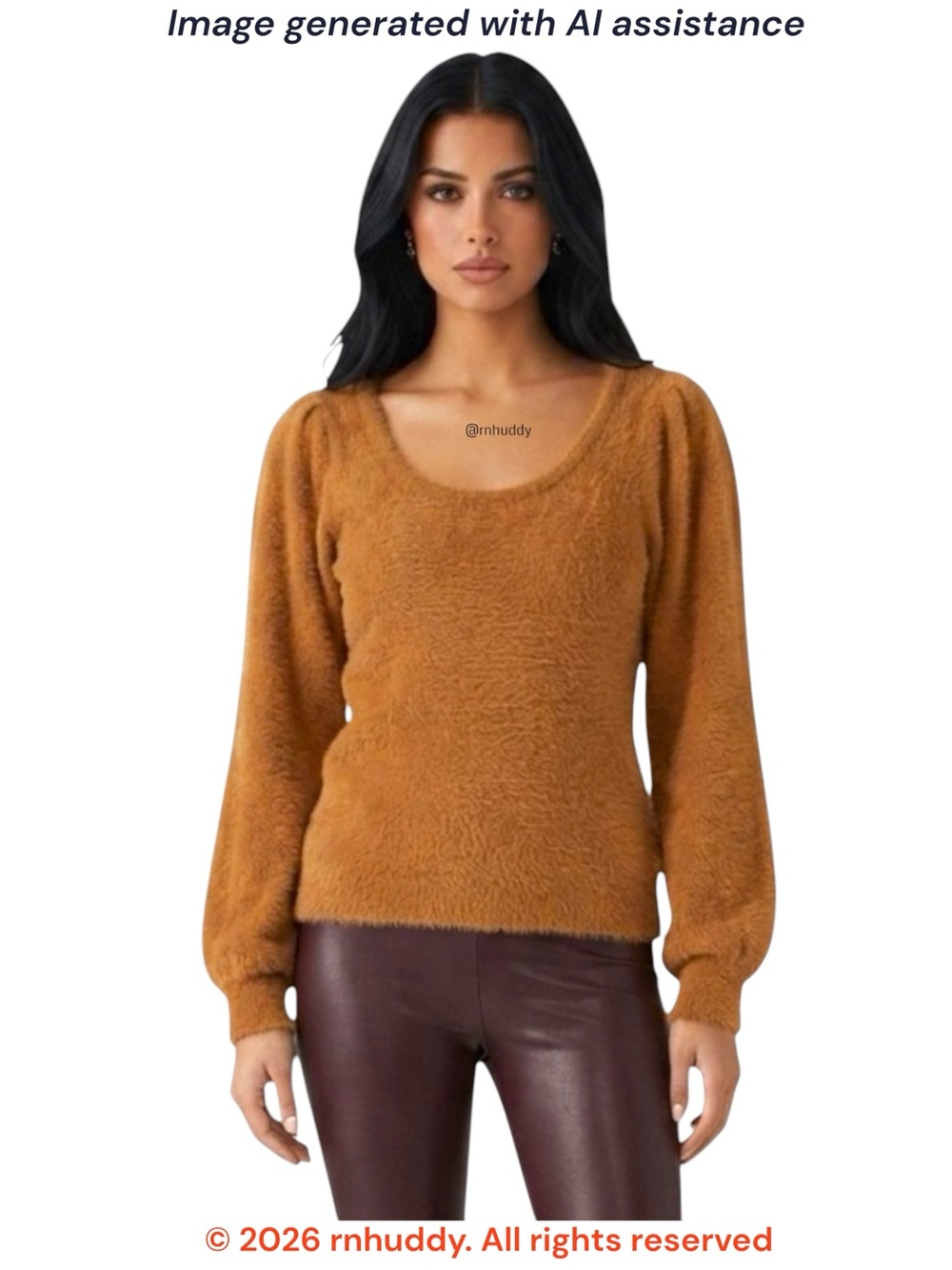 Rachel Parcell XL balloon sleeve fuzzy camel color sweater